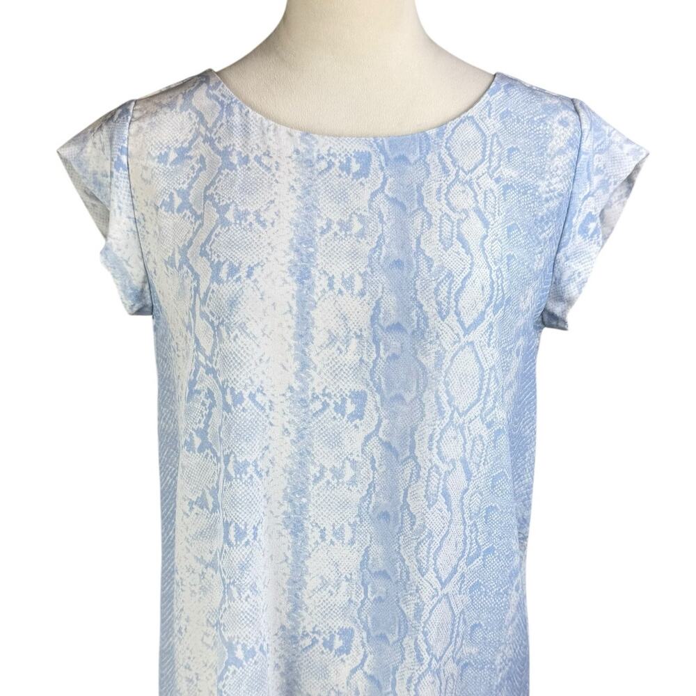 Joie Weaver Light Blue Snake Python Print 100% Silk Lightweight Mini Shift Dress - Picture 6 of 11
